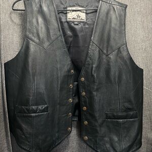 Men's Black Leather Vest